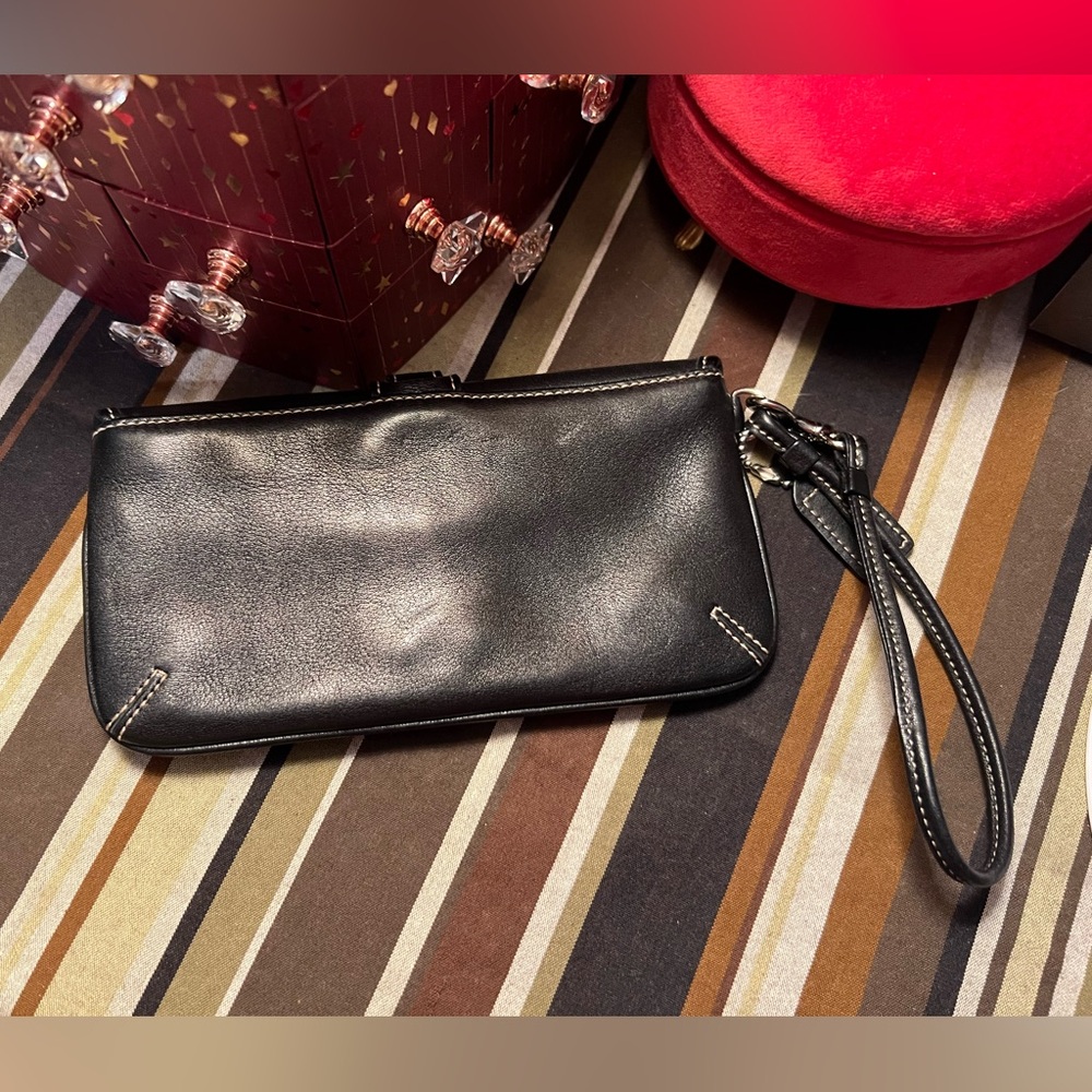 Coach Ashley Black Leather Clutch Wristlet Bag - Picture 3 of 4